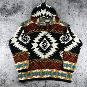 Yari Artesanias Wool Blend Men's LRG Aztec Tribal Native Boho Full Zip Hoodie